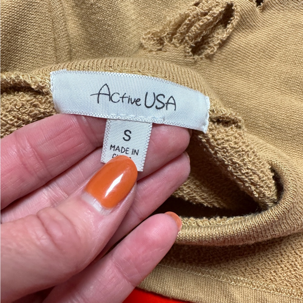ACTIVE USA DISTRESSED COGNAC DISTRESSED LONG TOP - Picture 3 of 6
